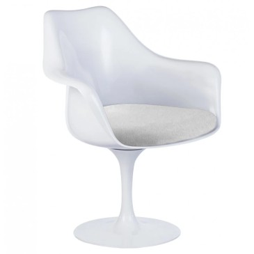 Réédition fauteuil Tulip avec coque en abs, piètement en aluminium.
