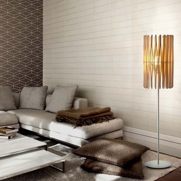 Stick floor lamp by Fabbian made with wooden diffuser