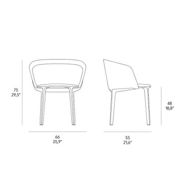 Glatter Sessel Horm Lepel aus Metall mit Stoffbezug