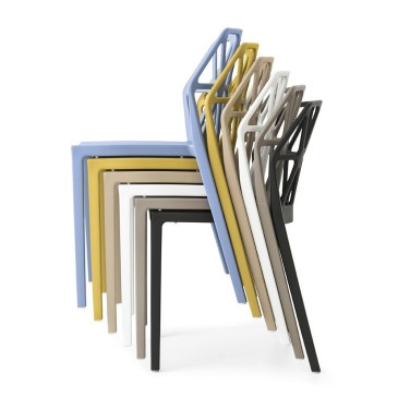 Conjunto Connubia Alchemia de 4 cadeiras disponíveis em vários acabamentos, empilháveis para ambientes internos e externos