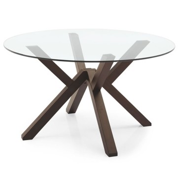Connubia Mikado Tisch mit Buchenholzstruktur und Platte aus gehärtetem Glas