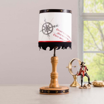 Pirate Table Lamp, Wooden Structure and Plastic Shade