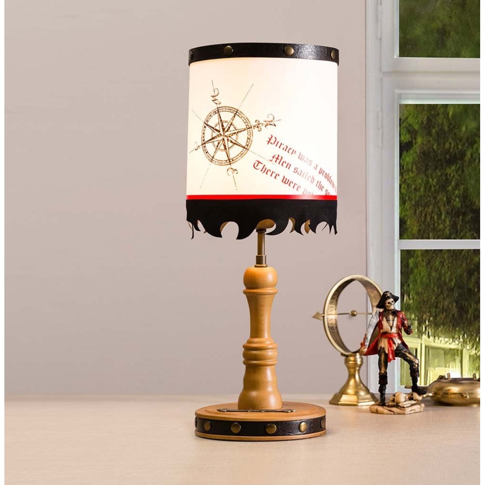 Preciosa lámpara de sobremesa Pirata original y divertida con loro