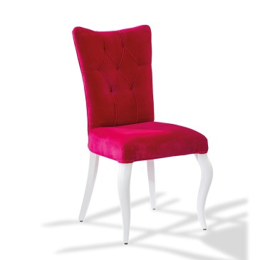 Chaise princesse, structure en bois rembourrée et recouverte de tissu rose