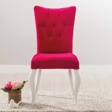 Princess Chair, Wooden Structure Padded and Covered in Pink Fabric