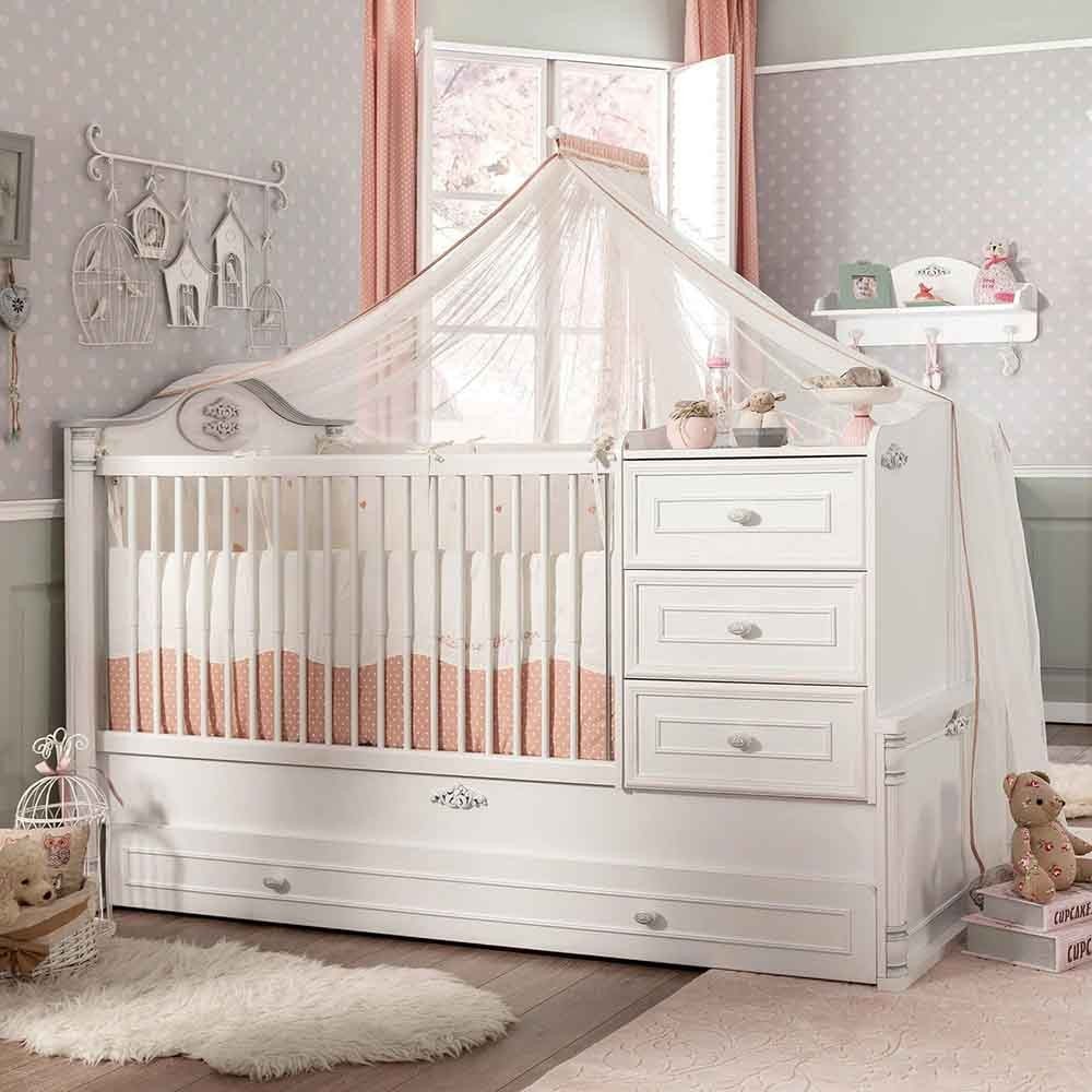 Cot Convertible into Romantik Single Bed, including bedside tables.