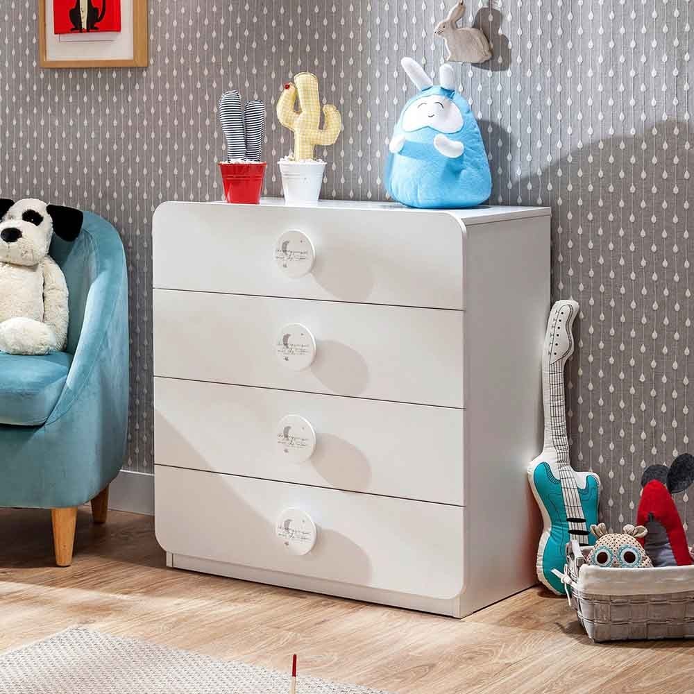 Babycotton Kommode mit 4 Schubladen, weiß, für das Schlafzimmer von Jungen und Mädchen
