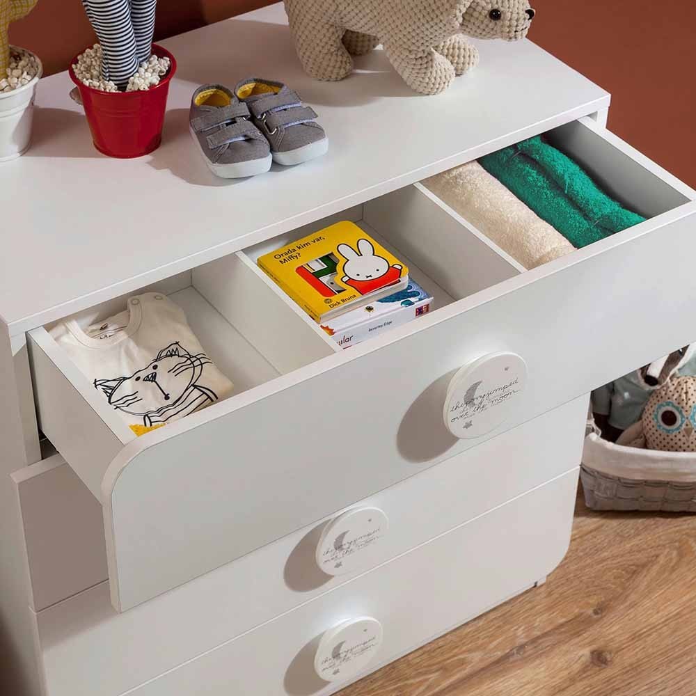 Babycotton Kommode mit 4 Schubladen, weiß, für das Schlafzimmer von Jungen und Mädchen