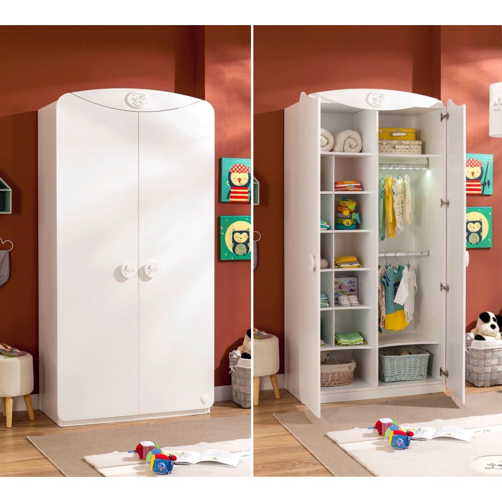 Babycotton 2-dörrars garderob, enkel men raffinerad design, unisex