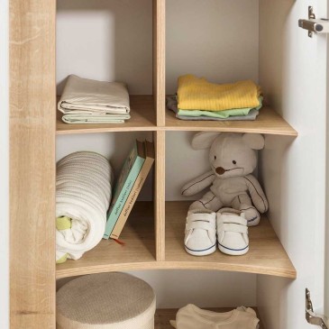 Babynatura 3-door wardrobe suitable for males and females, Led coat hanger