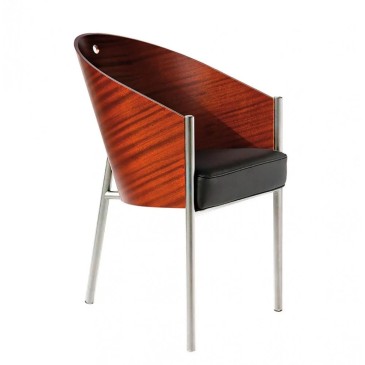 Réédition chaise Costes de Philippe Starck avec assise courbée en bois plaqué