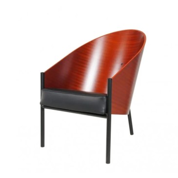 Heruitgave van Costes stoel van Philippe Starck met stalen frame en gebogen houten zitting