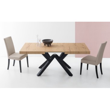 Table extensible Connubia Mikado avec structure en métal et plateau en bois