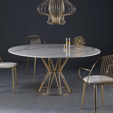 Colico Circus tavolo realizzato con struttura in metallo e piano in marmo lucido in varie finiture e misure
