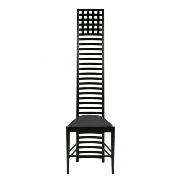 Reproductie van Mackintosh Hill House-stoel in massief hout met gewatteerde zitting bedekt met leer of stof in verschillende kle