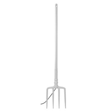 Tobia floor lamp in polyurethane in the shape of a pitchfork, shovel or rake. 17.2 watt led lamp type