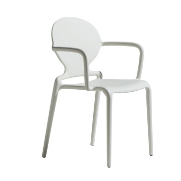 Conjunto de 4 cadeiras Gio outdoor com braços em estrutura em tecnopolímero e assento em várias cores