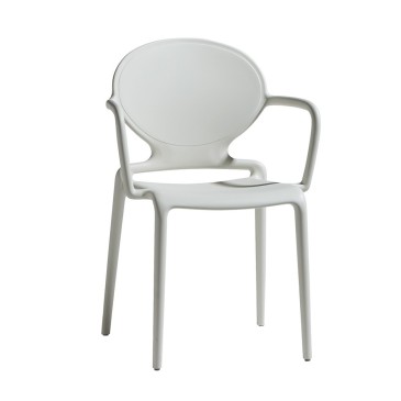 silla gio blanca con reposabrazos para exterior scab