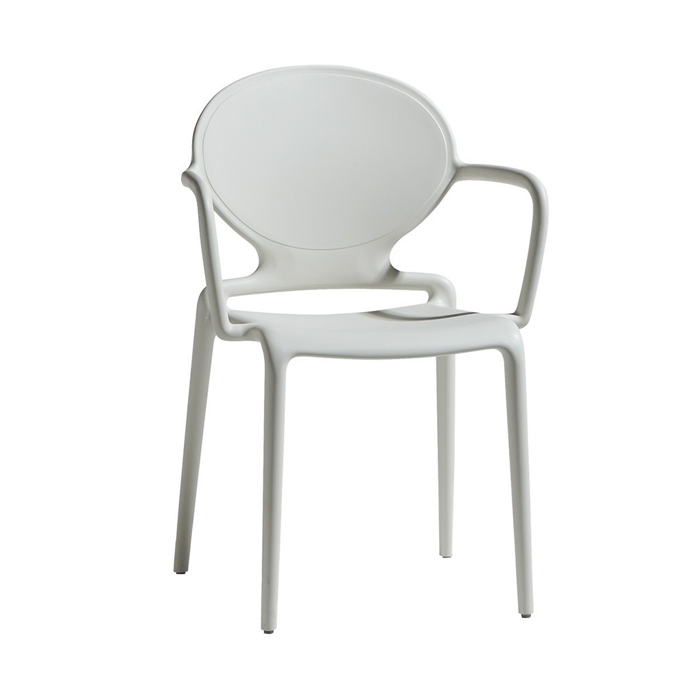 sedia gio bianca con braccioli per esterno scab