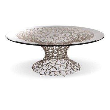 Οβάλ τραπέζι Mondrian Art Form από την Cantori κατασκευασμένο με μεταλλική κατασκευή και γυάλινη επιφάνεια