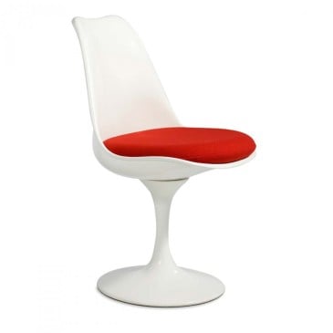 Ojämförlig nyutgåva av Tulip Chair av Eero Saarinen i Abs eller glasfiber med aluminiumbas och läder- eller tygkudde