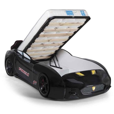 Bilformad säng med ljus, ljud och lädersäten | Kasa-Store