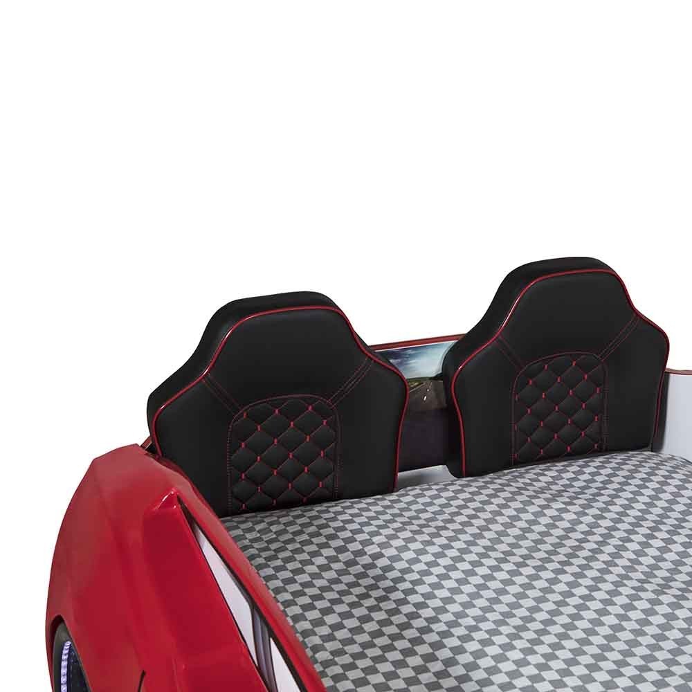 Bilformad säng med ljus, ljud och lädersäten | Kasa-Store