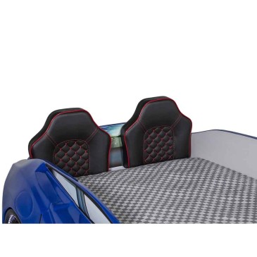 Bilformet seng med lys, lyder og skinnseter | Kasa-Store