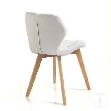 Tomasucci NEW KEMI - Chaise avec pieds en bois massif et assise rembourrée en cuir synthétique
