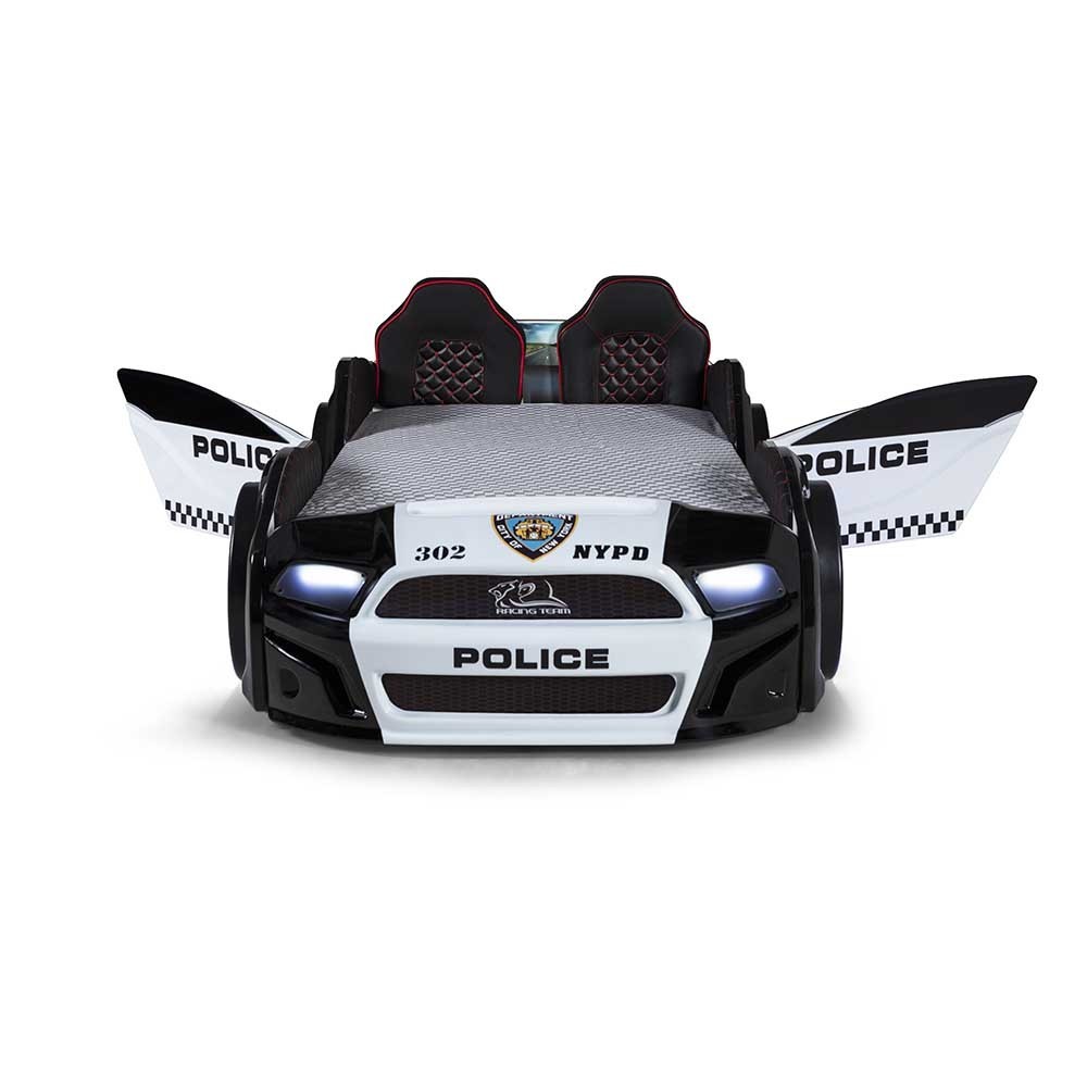Cama individual con forma de coche de policía | kasa-store