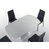 Bond uitschuifbare tafel met draaibaar extra wit glazen blad en stalen en houten structuur