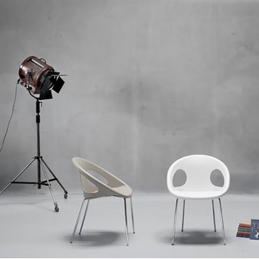 Scab Drop Set aus 2 Sesseln mit lackierter Struktur und Technopolymer-Sitz