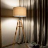 Klimt Stehlampenrahmen aus Naturholz und Lampenschirm aus PVC mit Stoff bezogen