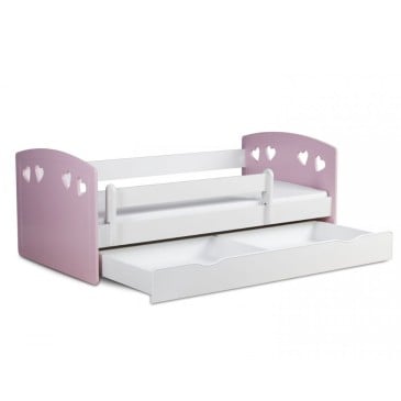 Julia Mix children's bed by Kocot mix pale pink and white open chest of drawers detail