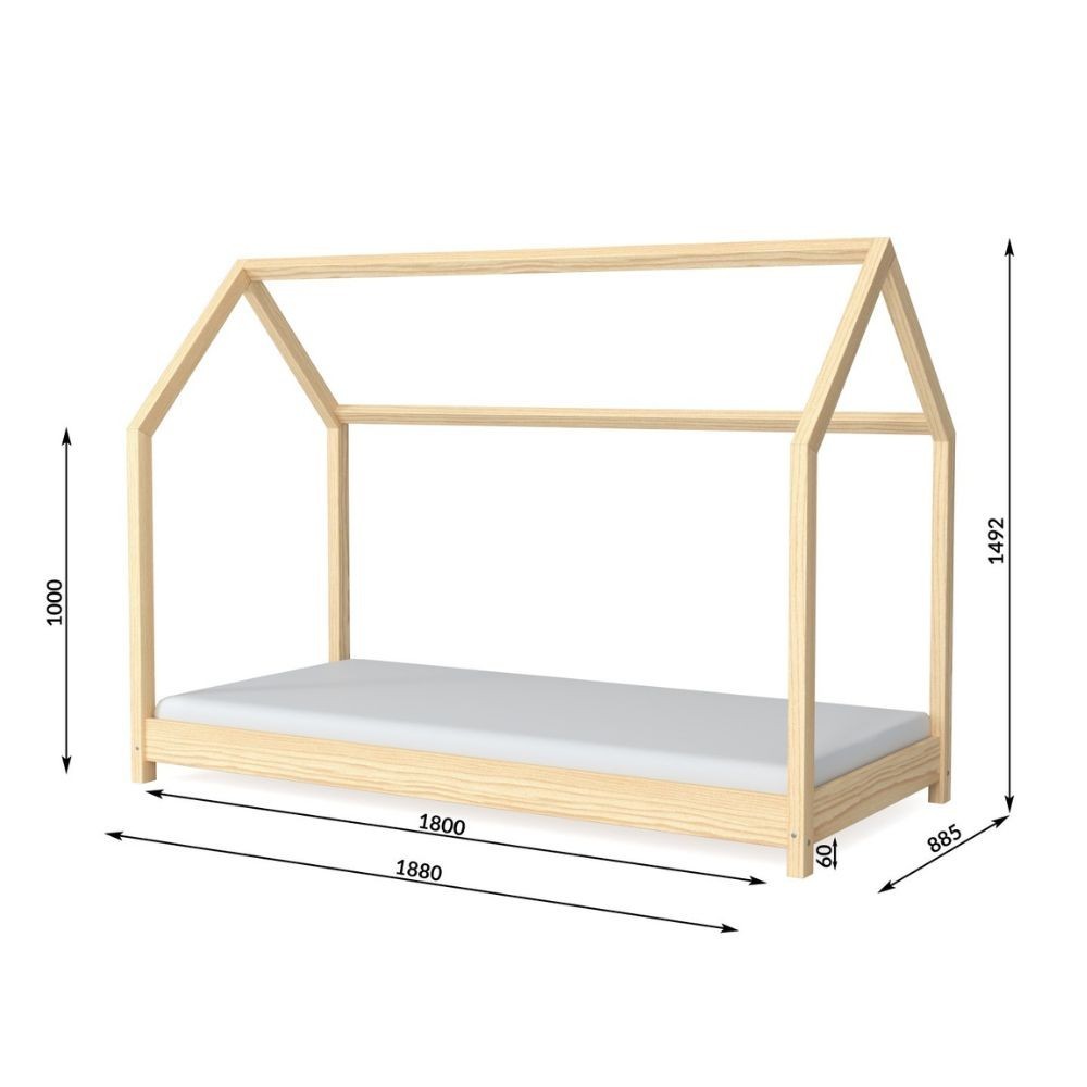 Bella children's bed by Kocot in natural wood - technical sheet
