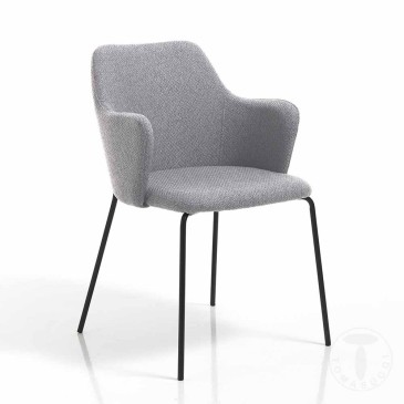 Tomasucci Sonia sæt med 2 stole betrukket med ikke-aftageligt stof og metalstruktur