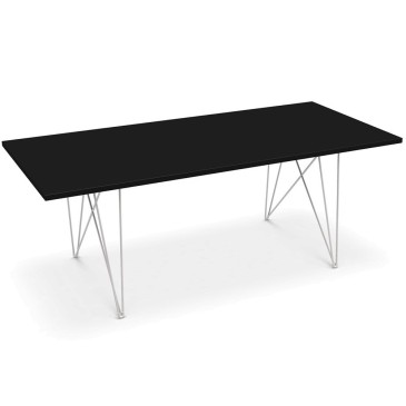 Magis XZ3 rectangular table with steel rod structure and mdf top
