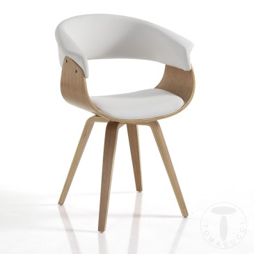 Tomasucci Visby Wood Chair en bois recouvert de cuir synthétique noir ou blanc
