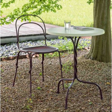 Vigna bord fra Magis egnet for innendørs og utendørs, med stålkonstruksjon og rund topp i werzalit