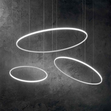Hulahoop pendant lamp by Ideal-lux made of powder coated metal in white finish