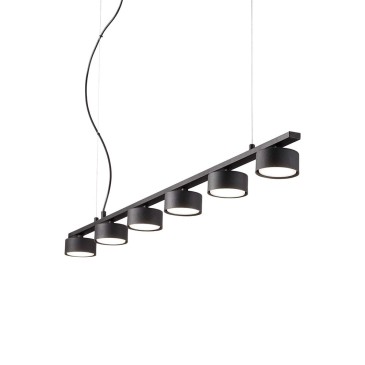 Kleine lineaire hanglamp van Ideal-lux met metalen frame verkrijgbaar met 4 en 6 lampen