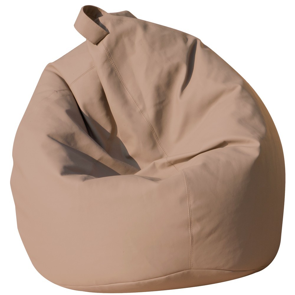 Large pouf bean bag armchair in eco-leather with fully removable polyethyrene spheres
