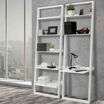 Kross bookcase by Tomasucci with 5 shelves in matt white lacquered mdf