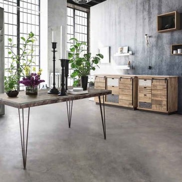 Tudor sideboard by Bizzotto with one door and four industrial style drawers