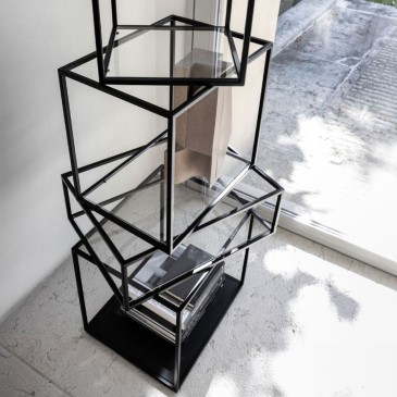 Mogg Babylon shelf with self-supporting structure in metal and crystal