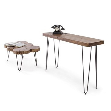 Edgar coffee table by Bizzotto with metal structure and acacia wood top