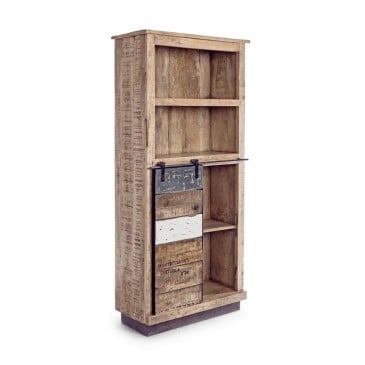 Tudor industrial bookcase by Bizzotto with sliding door | kasa-store