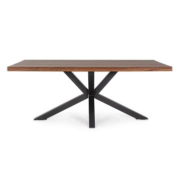 Arnav fixed table by Bizzotto with steel structure and mango wood top