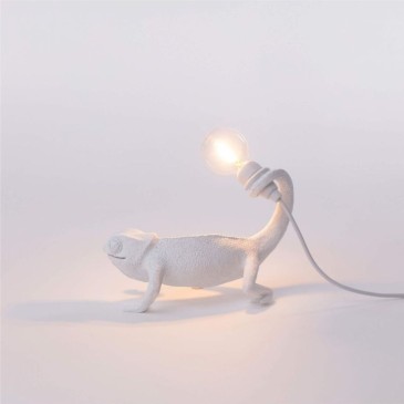 Chameleon Lamp-Still table lamp with USB in resin designed by Marcantonio