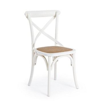Cadeira de madeira Bizzotto Cross com assento estofado em vime